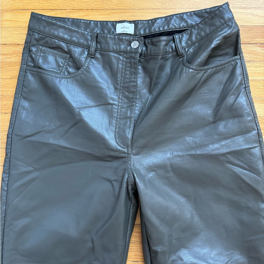 Aritzia Wilfred Melina Vegan Leather Gray Sz 16 *30” inseam Excellent Condition - Picture 2 of 5